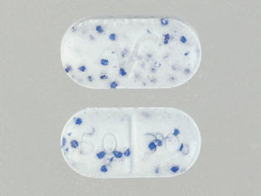 Pill 5030 V White & Blue Specks Elliptical/Oval is Phentermine Hydrochloride