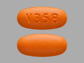 Pill V358 Orange Capsule/Oblong is L-Methylfolate Calcium