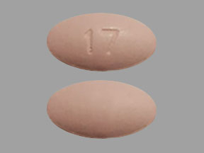 Pill 17 Pink Elliptical/Oval is Olanzapine