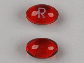 Pill Imprint R (Robitussin Lingering Cold Long-Acting Coughgels dextromethorphan hydrobromide 15 mg)
