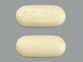Pill EC 35 Yellow Capsule-shape is Risedronate Sodium Delayed-Release