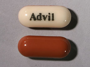 Pill Advil Brown & Yellow Capsule/Oblong is Advil