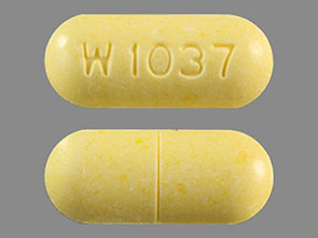 Pill W 1037 Yellow Elliptical/Oval is Methenamine Hippurate
