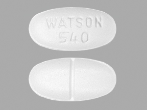 Pill WATSON 540 White Elliptical/Oval is Acetaminophen and Hydrocodone Bitartrate