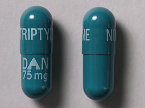 Pill NORTRIPTYLINE DAN 75 mg Green Capsule/Oblong is Nortriptyline Hydrochloride