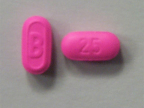 Pill B 25 Pink Oval is Benadryl Ultratab