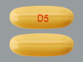 Pill D5 Yellow Capsule/Oblong is Dutasteride