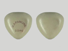 Pill RAPAMUNE 0.5 mg Tan Three-sided is Rapamune