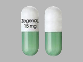 Pill Zogenix 15 mg Green & White Capsule/Oblong is Zohydro ER