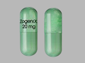 Pill Zogenix 20 mg Green Capsule/Oblong is Zohydro ER