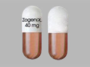 Pill Zogenix 40 mg Brown & White Capsule/Oblong is Zohydro ER