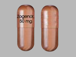 Pill Zogenix 50 mg Brown Capsule/Oblong is Zohydro ER