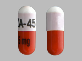 Pill ZA-45 5 mg Red & White Capsule/Oblong is Ramipril