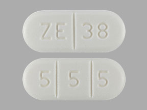 Pill ZE 38 5 5 5 White Capsule-shape is Buspirone Hydrochloride