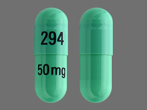 Pill 294 50 mg Green Capsule/Oblong is Indomethacin