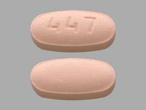 Pill 447 Peach Oval is Bosentan Monohydrate