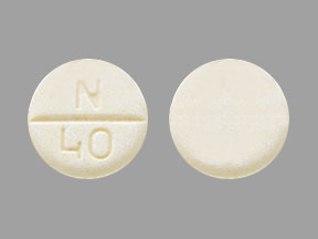 Pill N 40 Yellow Round is Nadolol