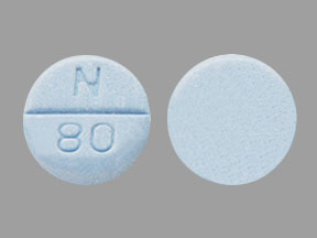 Pill N 80 Blue Round is Nadolol