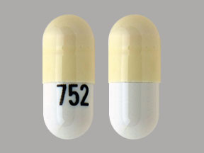 Pill 752 White & Yellow Capsule/Oblong is Temozolomide