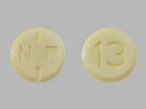 Pill N P 13 Yellow Round is Oxycodone Hydrochloride