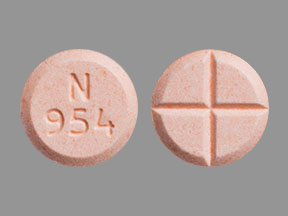 Pill N 954 Peach Round is Amphetamine and Dextroamphetamine