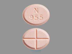 Pill N 955 Peach Elliptical/Oval is Amphetamine and Dextroamphetamine
