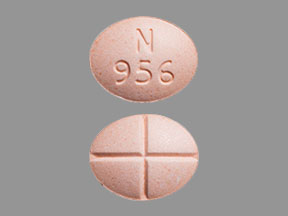 Pill N 956 Peach Elliptical/Oval is Amphetamine and Dextroamphetamine
