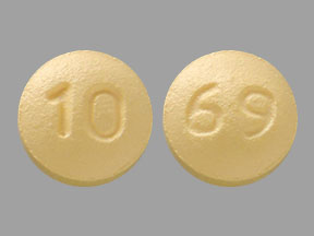 Pill 10 69 Yellow Round is Vardenafil Hydrochloride
