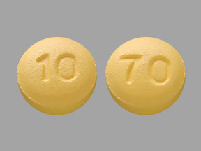 Pill 10 70 Orange Round is Vardenafil Hydrochloride