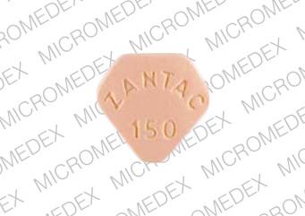 Pill Glaxo ZANTAC 150 Orange Five-sided is Zantac 150