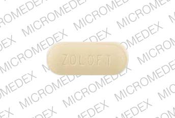Pill ZOLOFT 100 mg Yellow Capsule-shape is Sertraline Hydrochloride