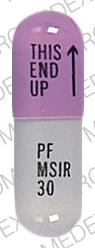 Pill PF MSIR 30 THIS END UP Purple Capsule-shape is MSIR