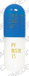 Pill PS MSIR 15 THIS END UP Blue Capsule-shape is MSIR