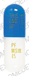 Pill PS MSIR 15 THIS END UP Blue Capsule/Oblong is MSIR