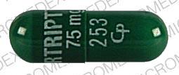 Pill NORTRIPTYLINE 75 mg 253 Cp Green Capsule/Oblong is Nortriptyline Hydrochloride