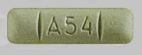 Pill A54 L L Green Rectangle is Alprazolam