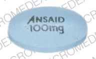 Pill ANSAID100MG Blue Elliptical/Oval is Ansaid