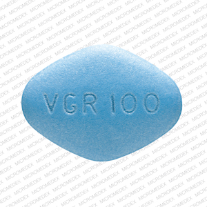 Pfizer VGR 100 Pill Blue Four-sided - Pill Identifier