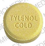 Pill TYLENOL COLD Yellow Round is Tylenol Cold