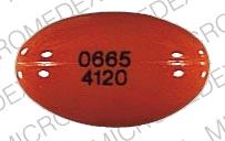 Pill 0665  4120 Orange Elliptical/Oval is Valproic acid