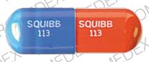 Pill SQUIBB 113 Blue Capsule/Oblong is Velosef