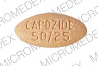 Pill CAPOZIDE 50/25 Orange Oval is Capozide 50/25