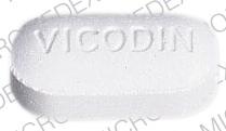 Pill VICODIN White Elliptical/Oval is Vicodin