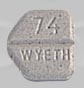 Pill 74 WYETH W 8 Gray Five-sided is Wytensin