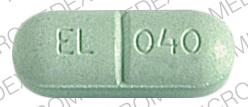 Pill EL 040 Green Elliptical/Oval is Guaifenesin LA