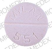 Pill MYLAN  551 White Round is Tolazamide