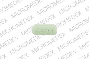 Pill ZOLOFT 25 mg Green Capsule/Oblong is Sertraline Hydrochloride