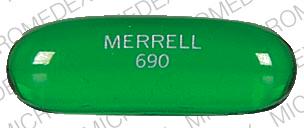 Pill MERRELL 690 Green Oval is Tace