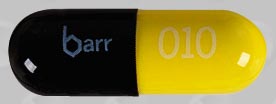 Pill barr 010 Black & Yellow Capsule/Oblong is Tetracycline Hydrochloride