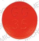 Pill GG 35 Red Round is THIORIDAZINE HCL